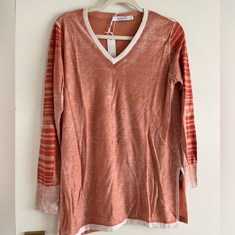 KOKUN orange patterned sweater size large